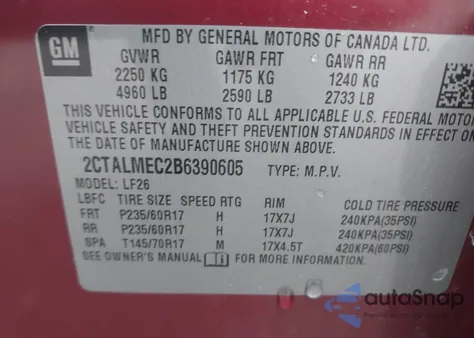 2011 GMC Terrain Sle-1 from USA, damaged, VIN 2CTALMEC2B6390605